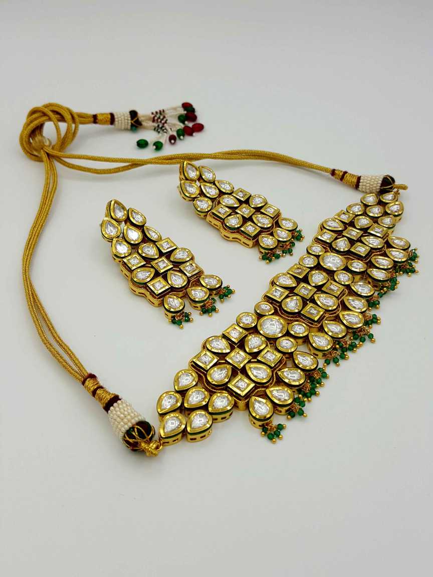 NECKLACE EARRING in VILANDI KUNDAN Style | Design - 17535