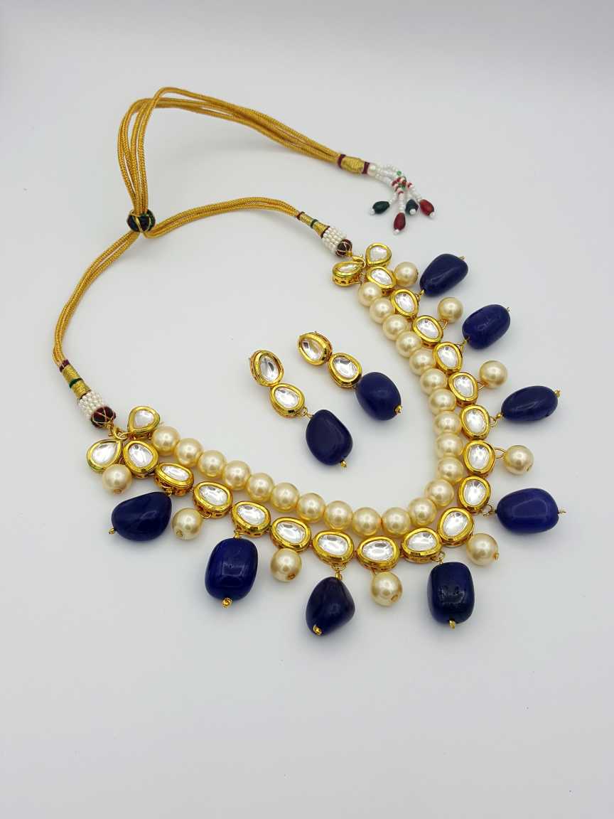 NECKLACE EARRING in VILANDI KUNDAN Style | Design - 17570