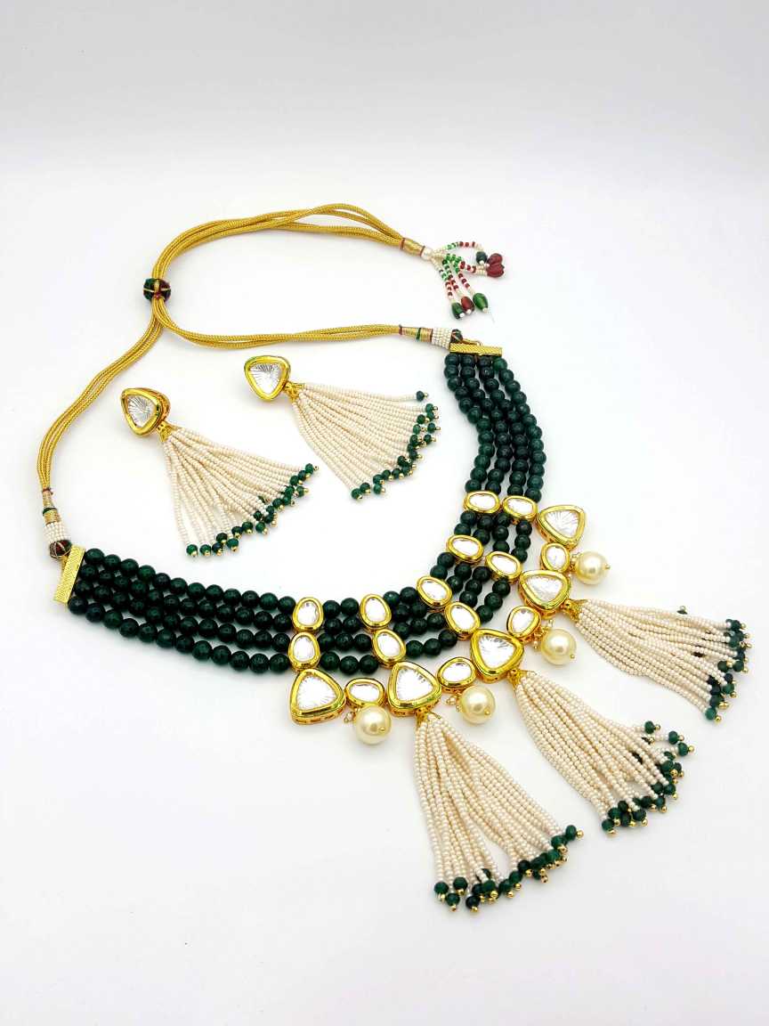 NECKLACE EARRING in VILANDI KUNDAN Style | Design - 17659
