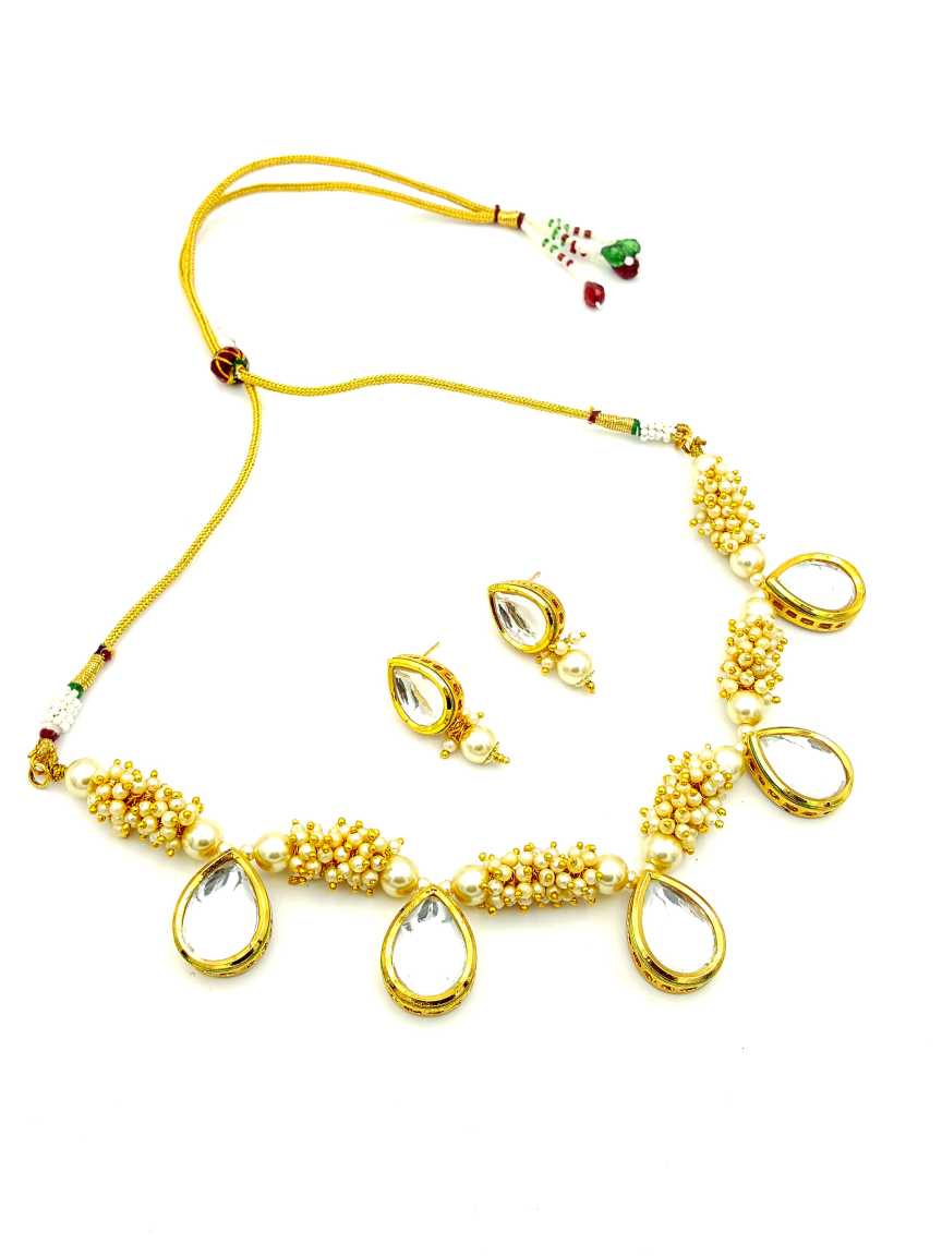 NECKLACE EARRING in VILANDI KUNDAN Style | Design - 17814