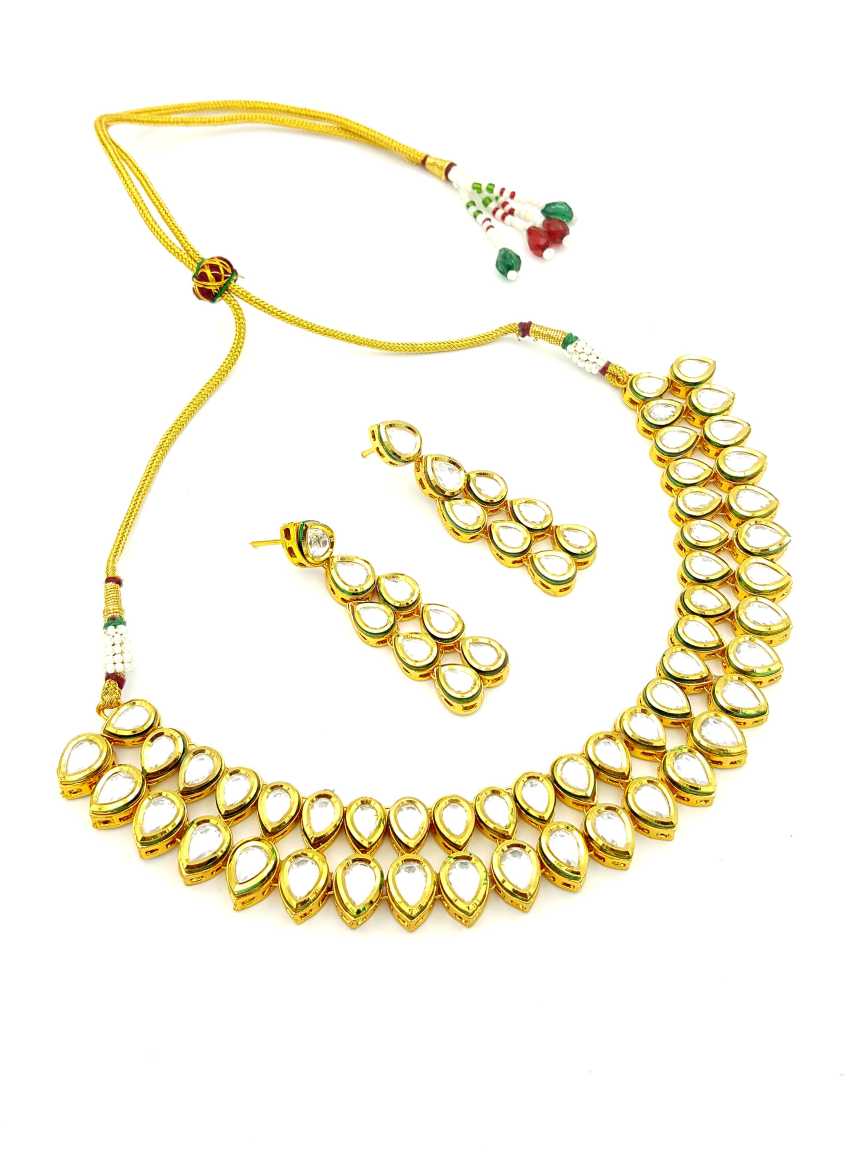 NECKLACE EARRING in VILANDI KUNDAN Style | Design - 17820