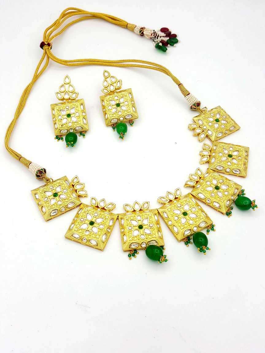 NECKLACE EARRING in VILANDI KUNDAN Style | Design - 17925