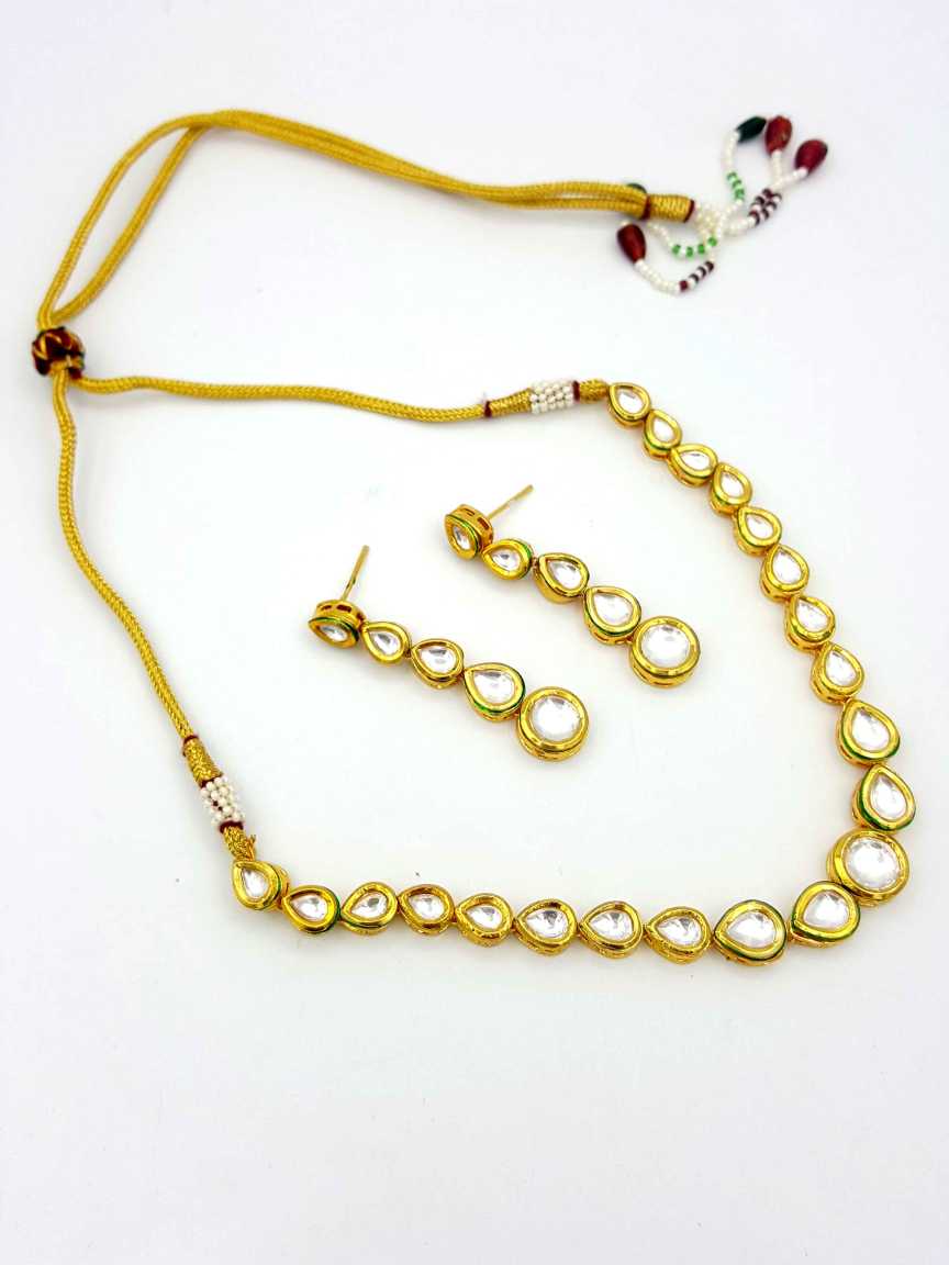 NECKLACE EARRING in VILANDI KUNDAN Style | Design - 17957