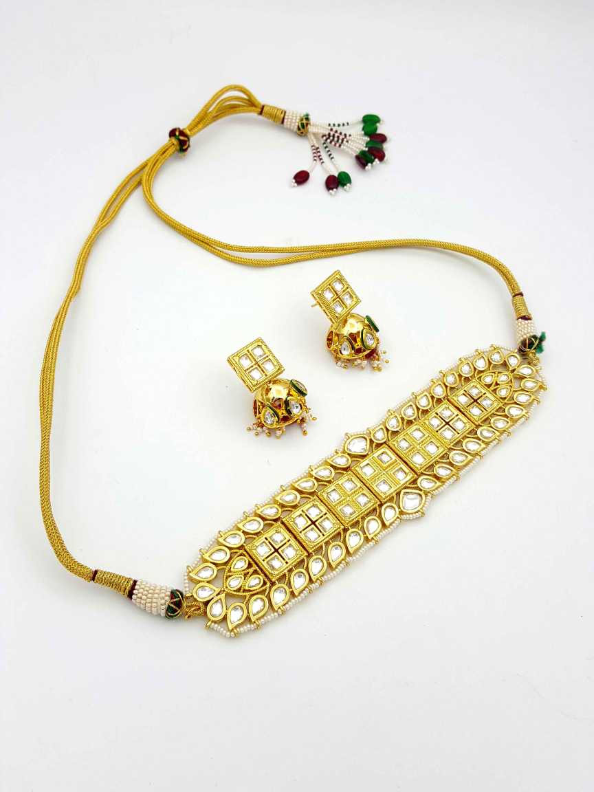 NECKLACE EARRING in VILANDI KUNDAN Style | Design - 17998