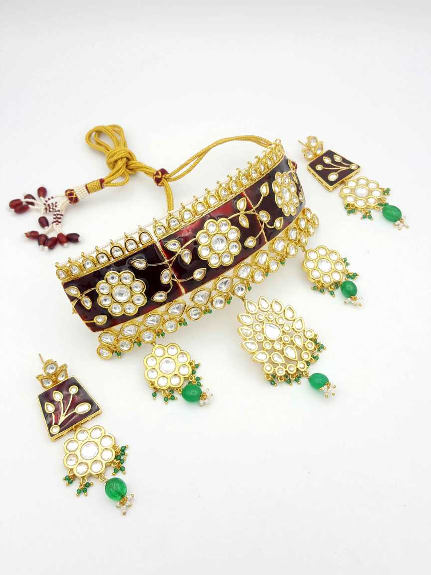 NECKLACE EARRING in VILANDI KUNDAN Style | Design - 18019