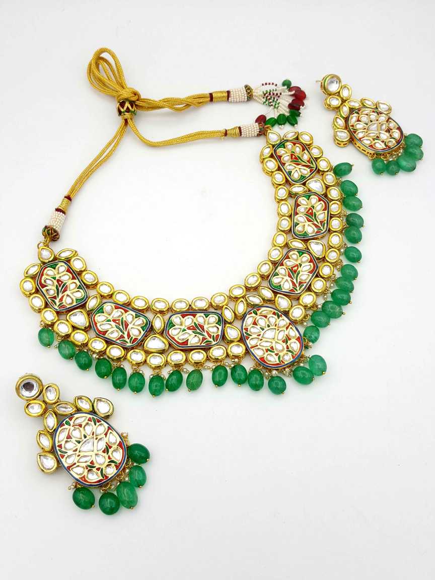 NECKLACE EARRING in VILANDI KUNDAN Style | Design - 18040