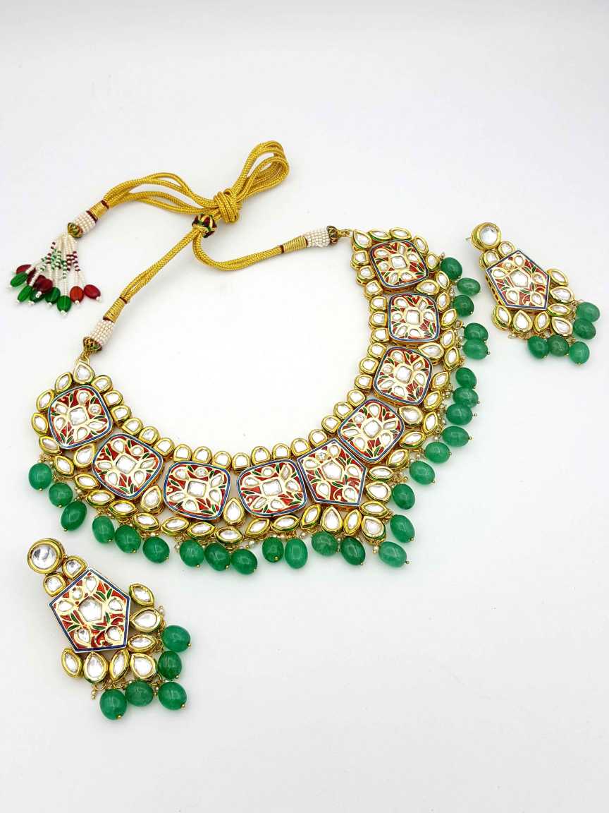 NECKLACE EARRING in VILANDI KUNDAN Style | Design - 18041