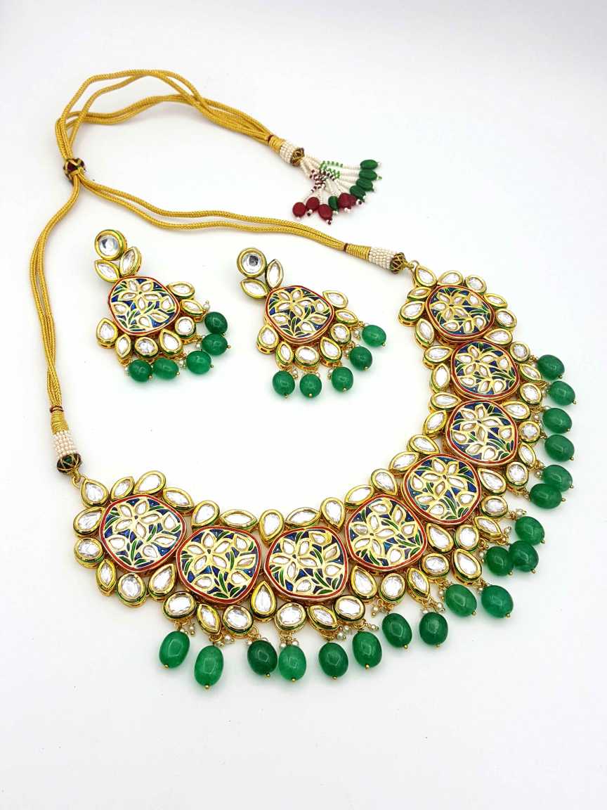 NECKLACE EARRING in VILANDI KUNDAN Style | Design - 18158
