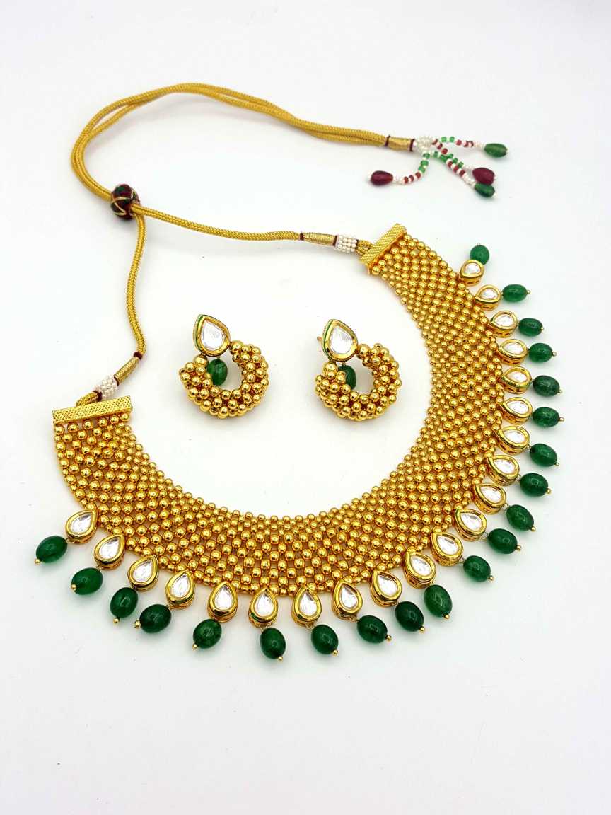 NECKLACE EARRING in VILANDI KUNDAN Style | Design - 18160