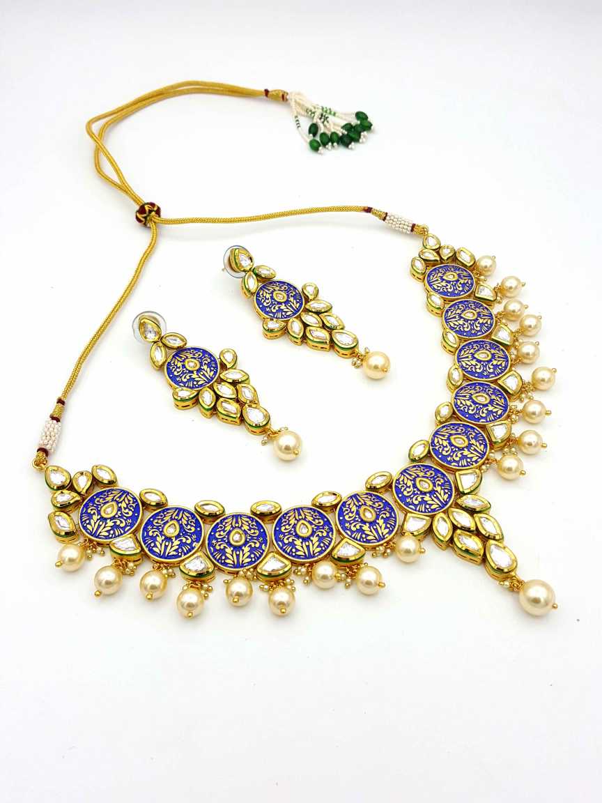 NECKLACE EARRING in VILANDI KUNDAN Style | Design - 18171
