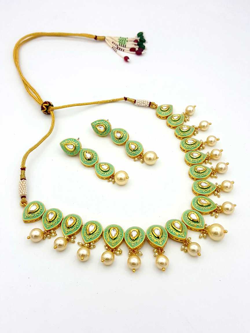 NECKLACE EARRING in VILANDI KUNDAN Style | Design - 18174
