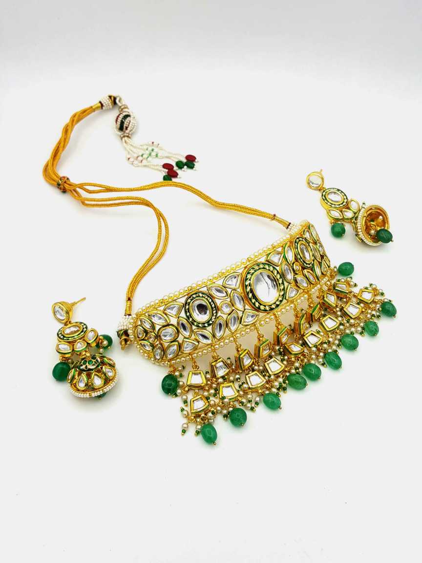 NECKLACE EARRING in VILANDI KUNDAN Style | Design - 18412