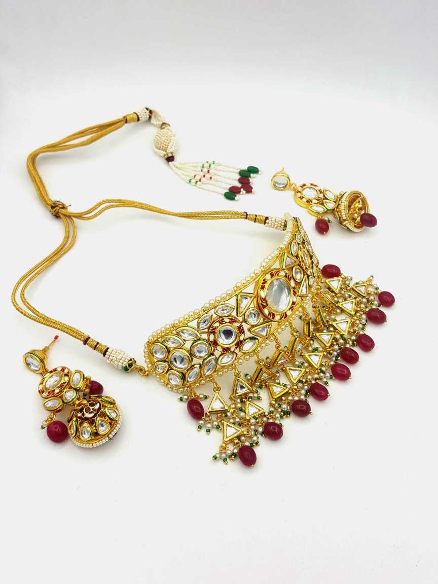 NECKLACE EARRING in VILANDI KUNDAN Style | Design - 18413