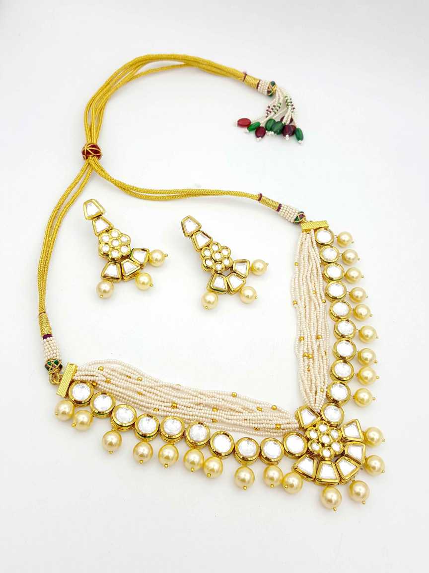 NECKLACE EARRING in VILANDI KUNDAN Style | Design - 18464