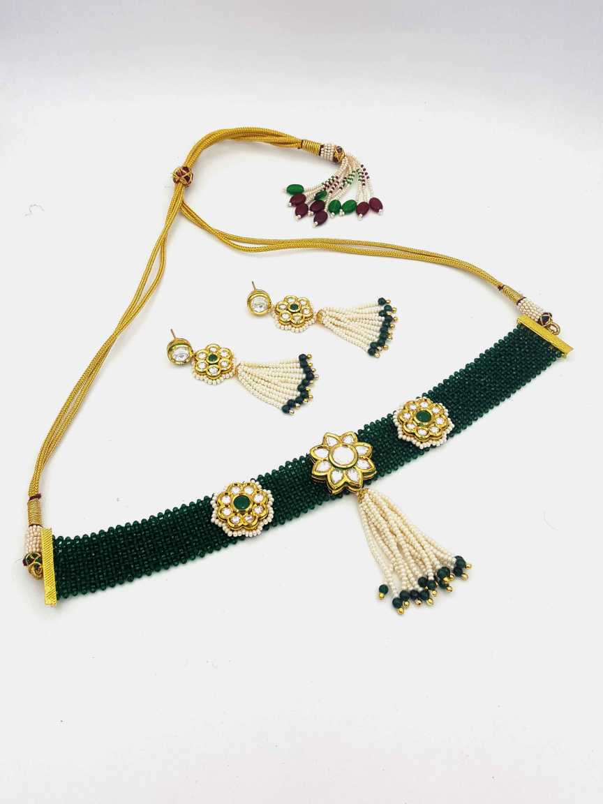 NECKLACE EARRING in VILANDI KUNDAN Style | Design - 18468