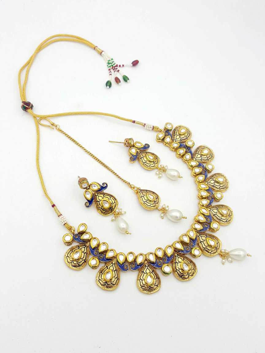 NECKLACE EARRING in VILANDI KUNDAN Style | Design - 18511