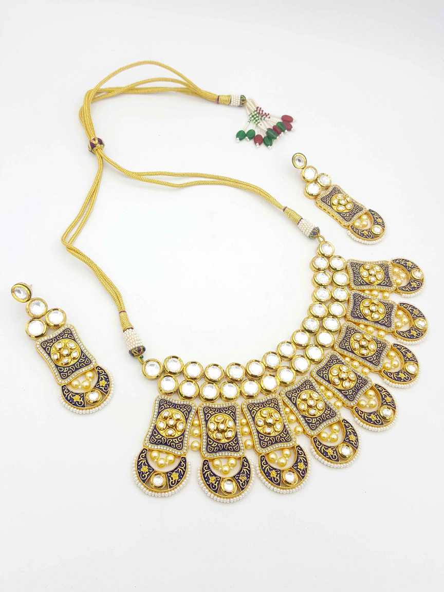 NECKLACE EARRING in VILANDI KUNDAN Style | Design - 18761
