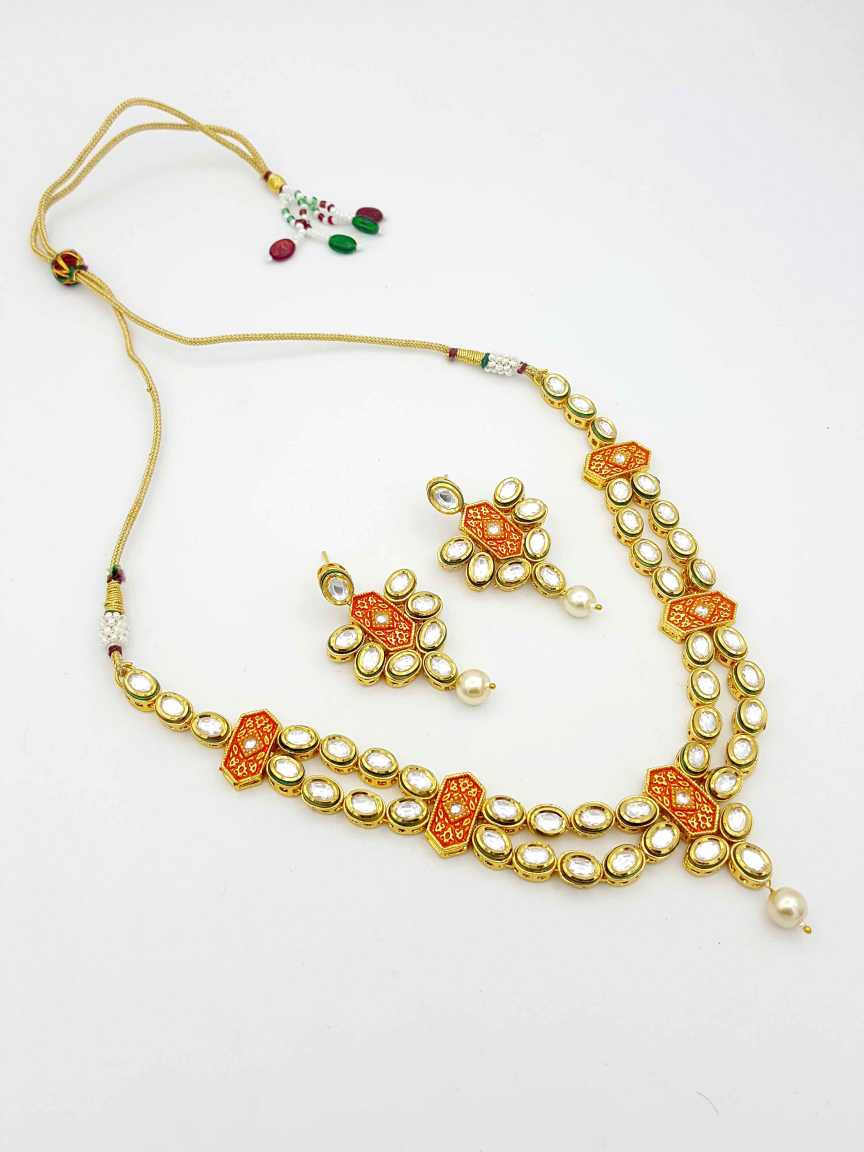 NECKLACE EARRING in VILANDI KUNDAN Style | Design - 18767