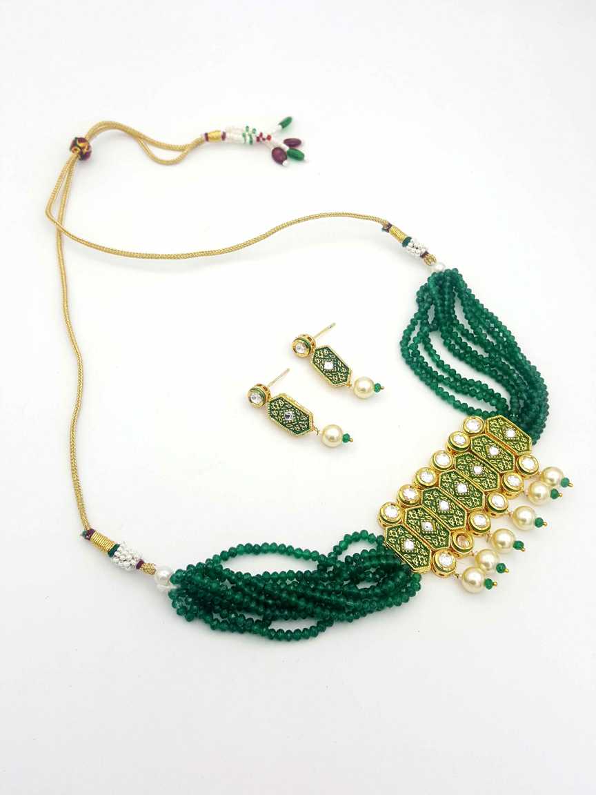 NECKLACE EARRING in VILANDI KUNDAN Style | Design - 18813