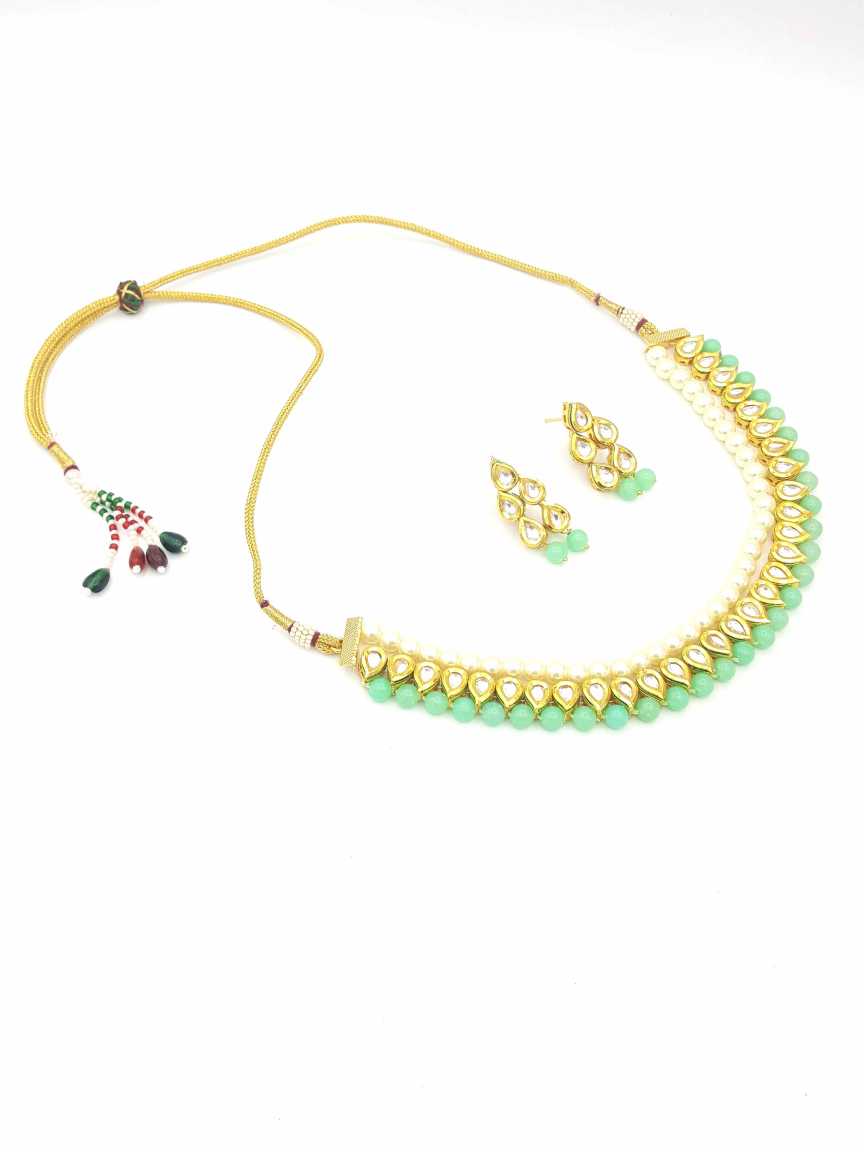 NECKLACE EARRING in VILANDI KUNDAN Style | Design - 18835
