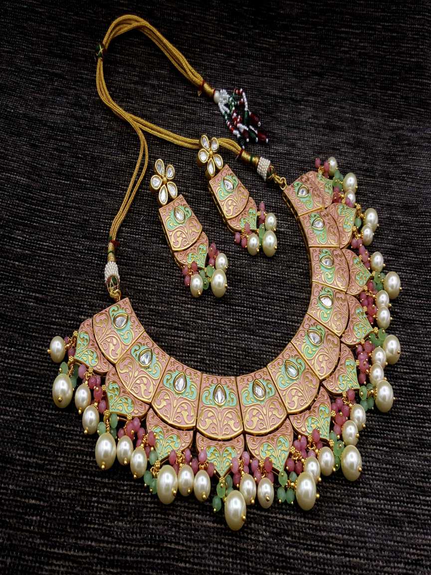 NECKLACE EARRING in VILANDI KUNDAN Style | Design - 19811