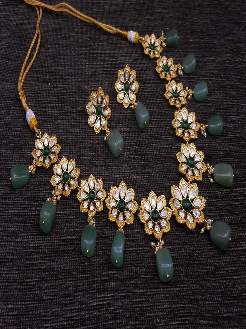 NECKLACE EARRING in VILANDI KUNDAN Style | Design - 19894