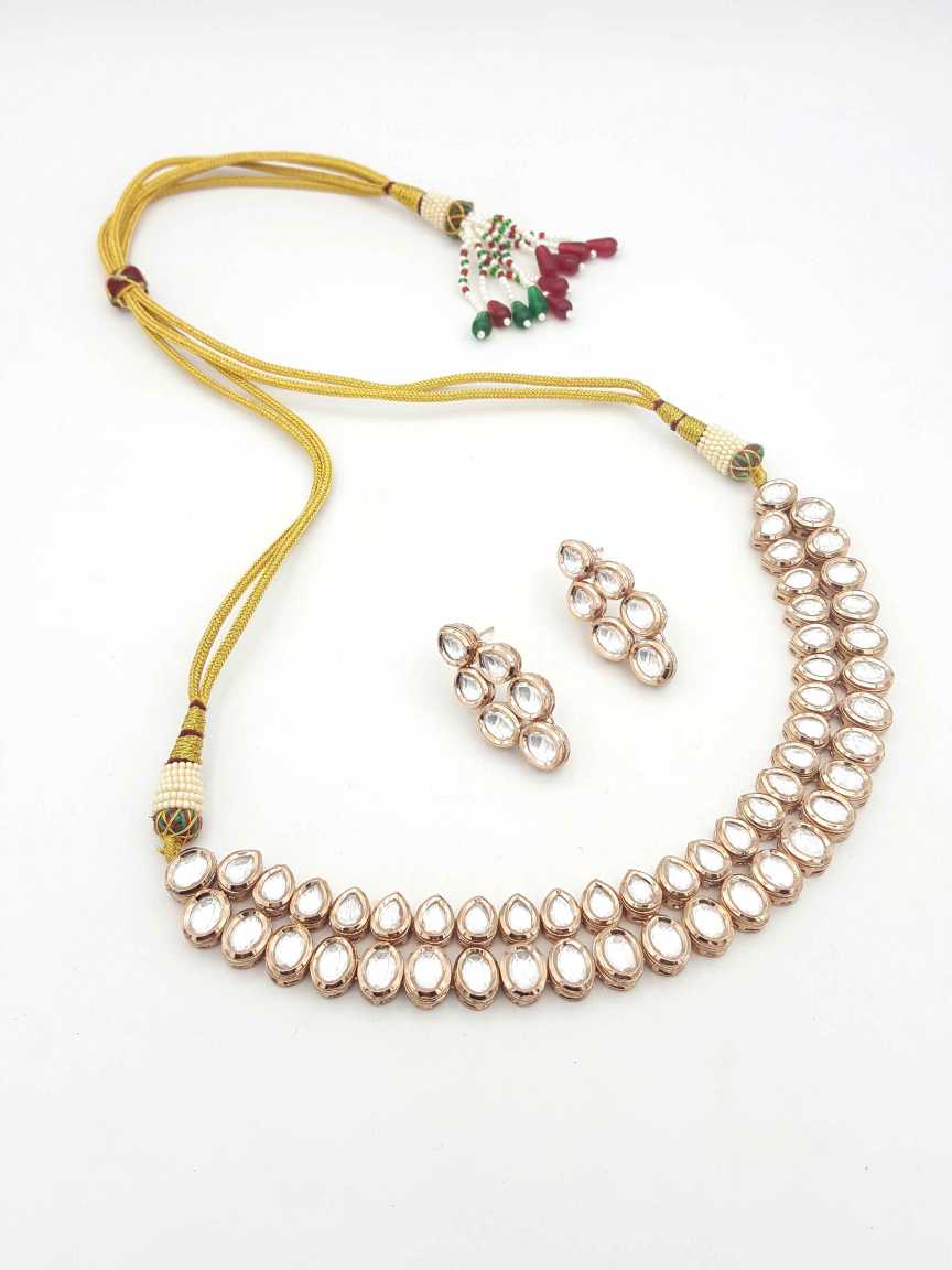 NECKLACE EARRING in VILANDI KUNDAN Style | Design - 19900