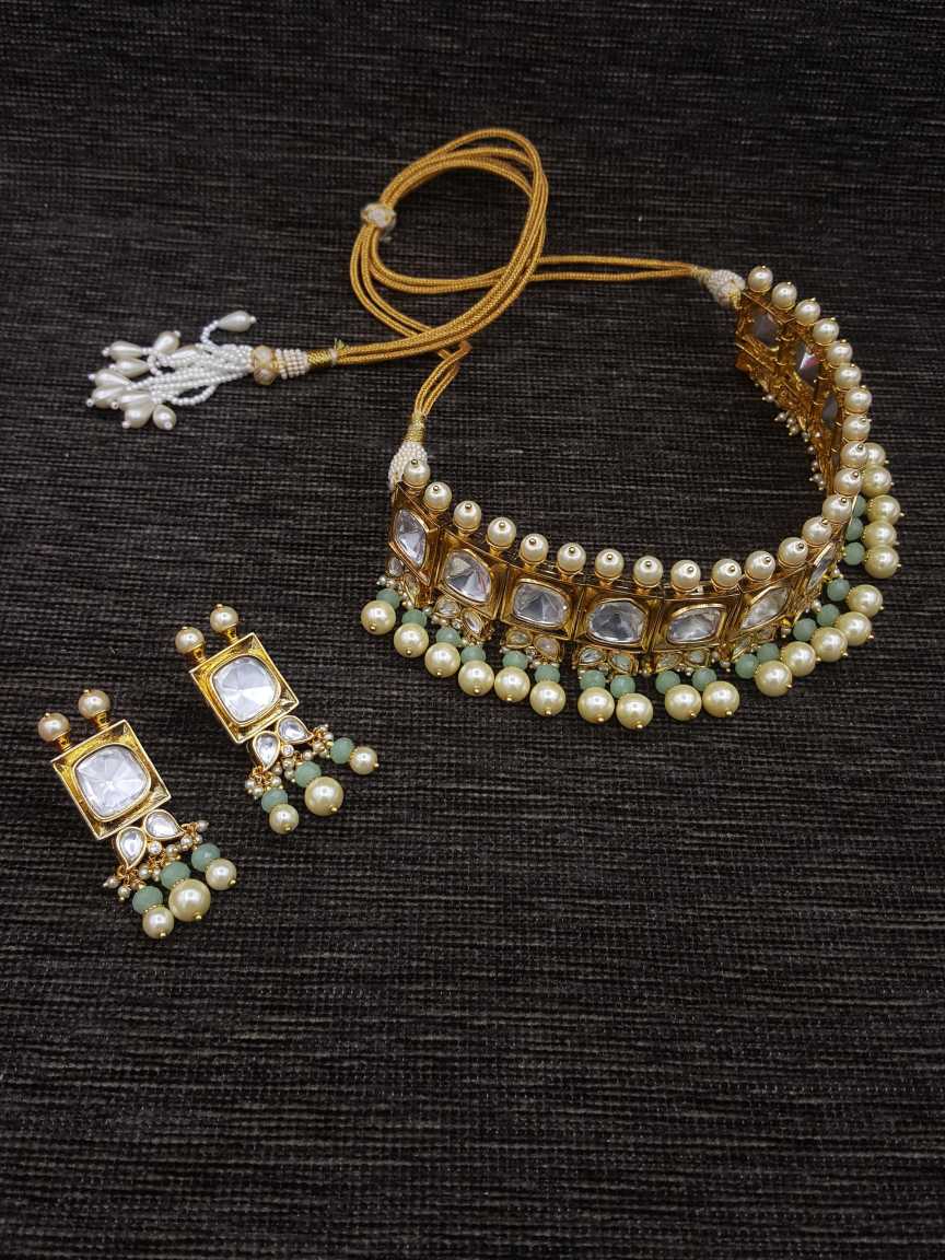NECKLACE EARRING in VILANDI KUNDAN Style | Design - 19964