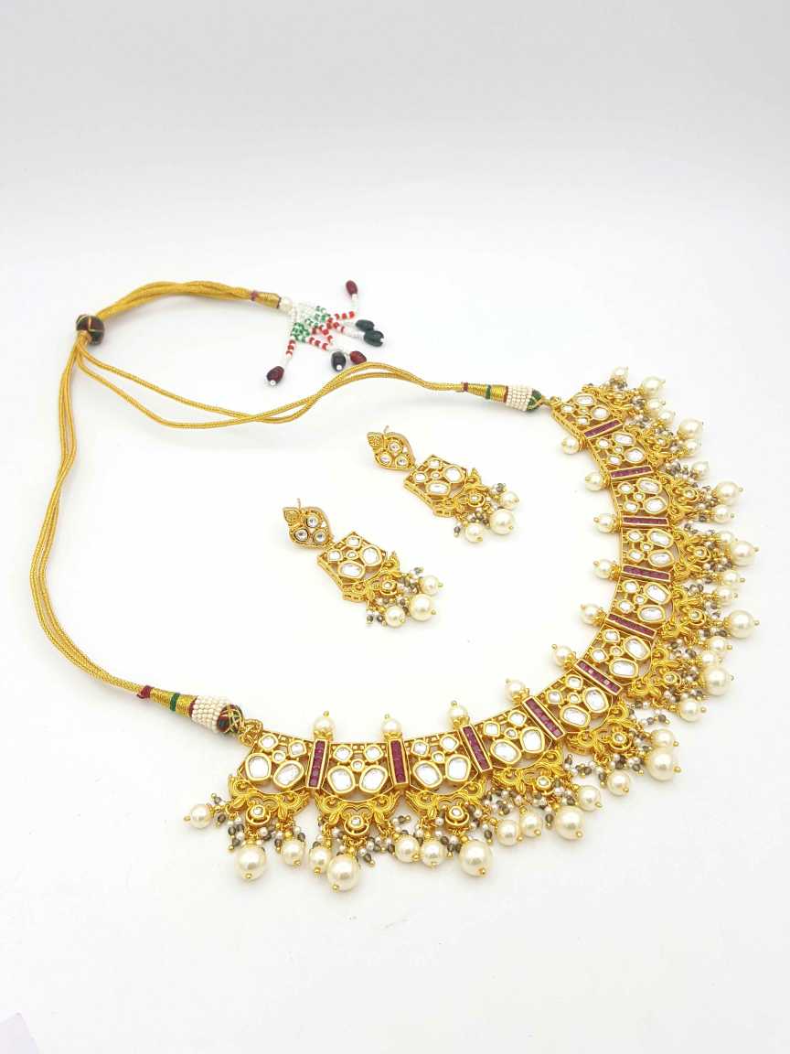 NECKLACE EARRING in VILANDI KUNDAN Style | Design - 19986