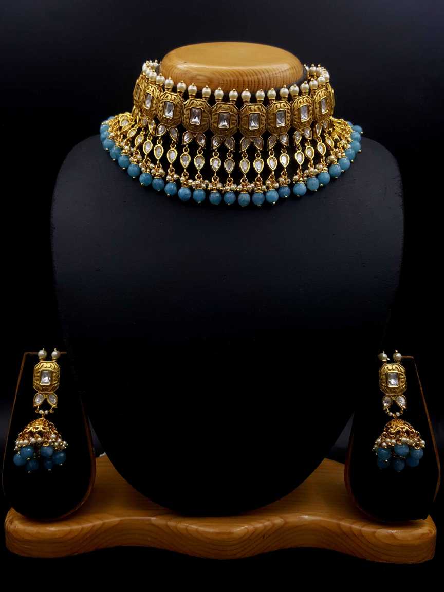 NECKLACE EARRING in VILANDI KUNDAN Style | Design - 20087