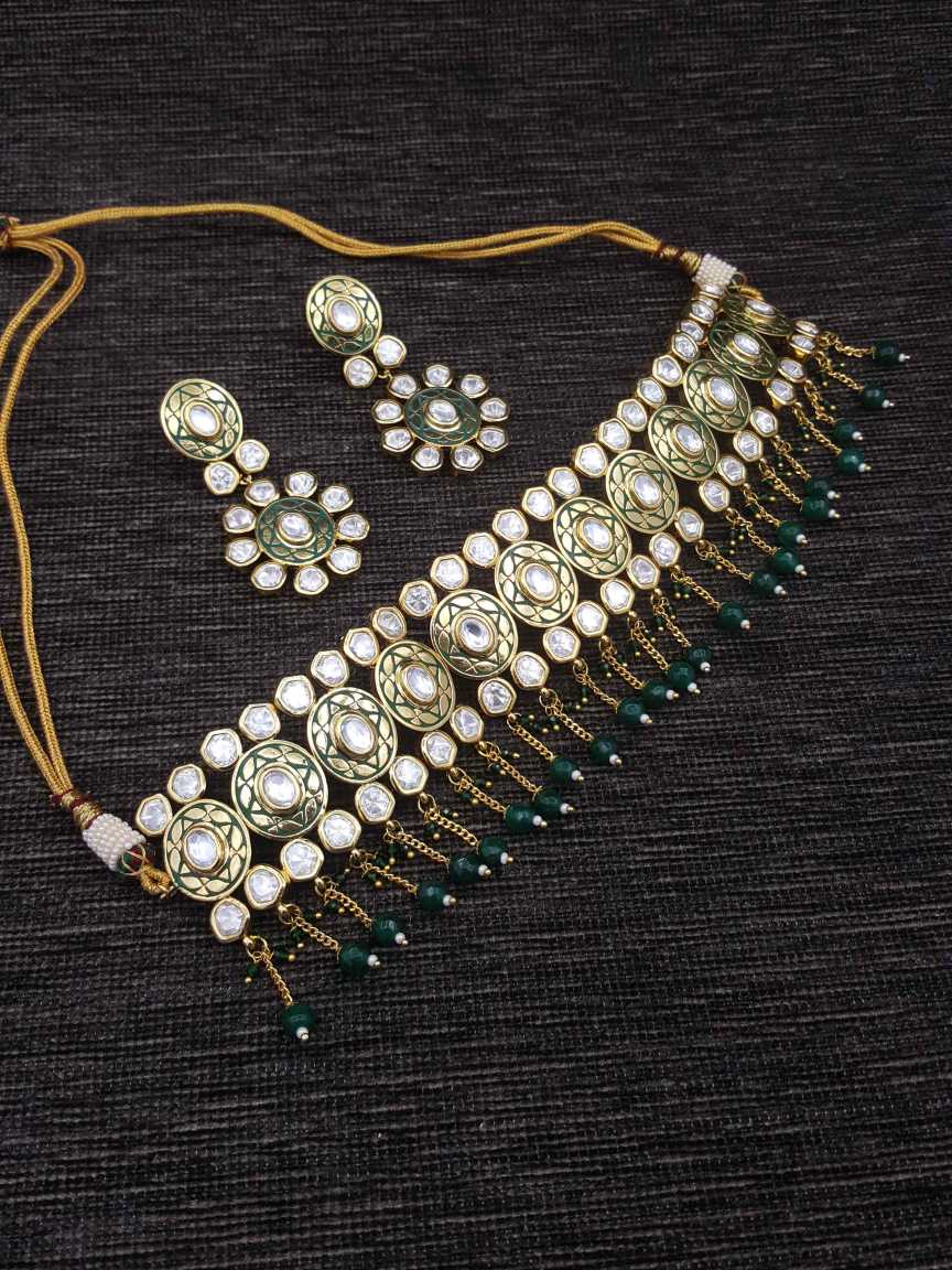 NECKLACE EARRING in VILANDI KUNDAN Style | Design - 20215