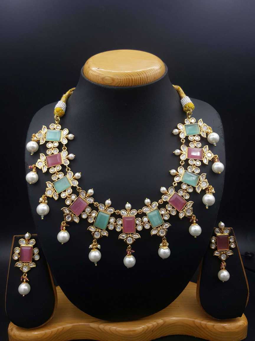 NECKLACE EARRING in VILANDI KUNDAN Style | Design - 20262
