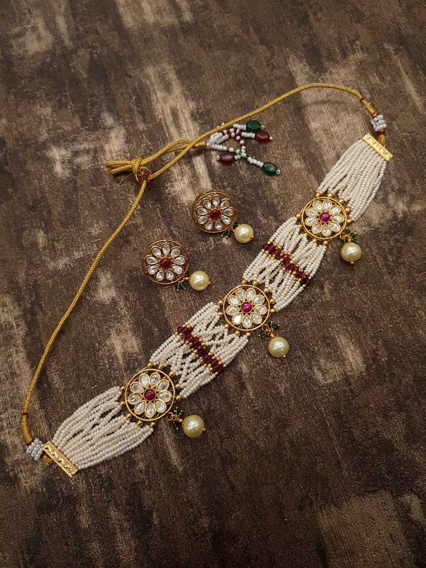 NECKLACE EARRING in VILANDI KUNDAN Style | Design - 20421