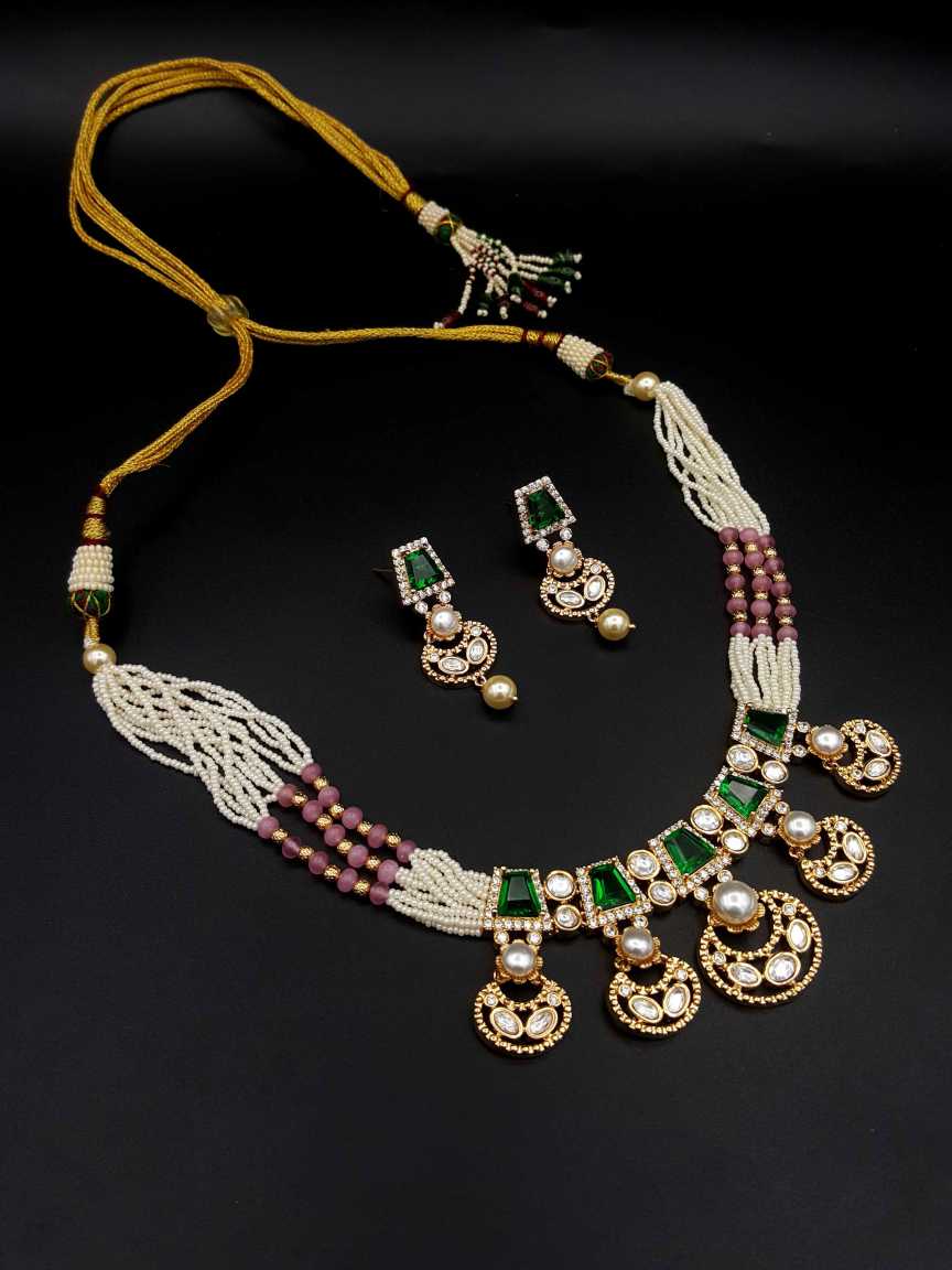 NECKLACE EARRING in VILANDI KUNDAN Style | Design - 20500