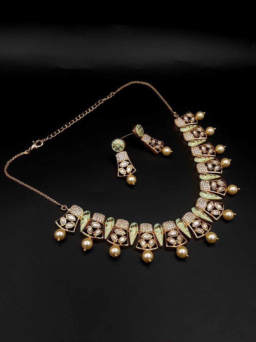 NECKLACE EARRING in VILANDI KUNDAN Style | Design - 20528