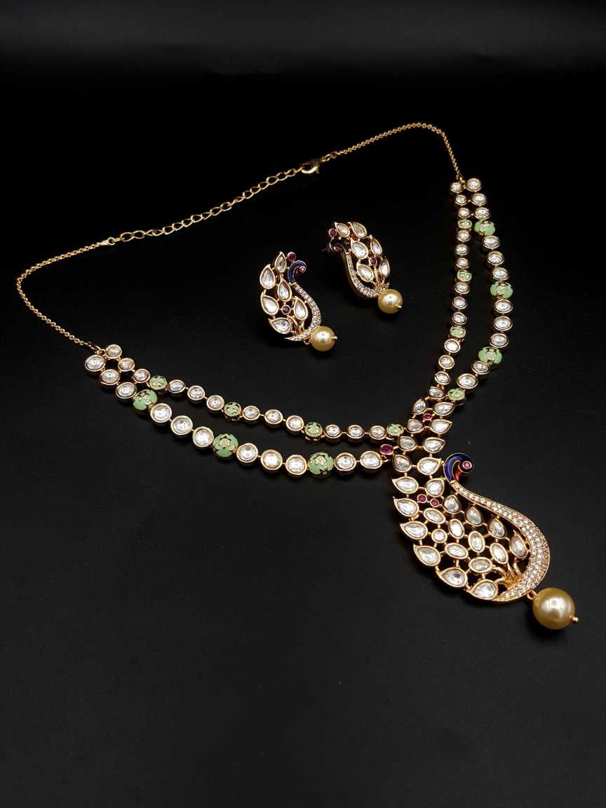 NECKLACE EARRING in VILANDI KUNDAN Style | Design - 20529