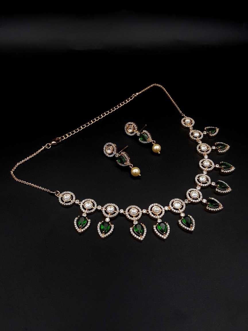 NECKLACE EARRING in VILANDI KUNDAN Style | Design - 20535