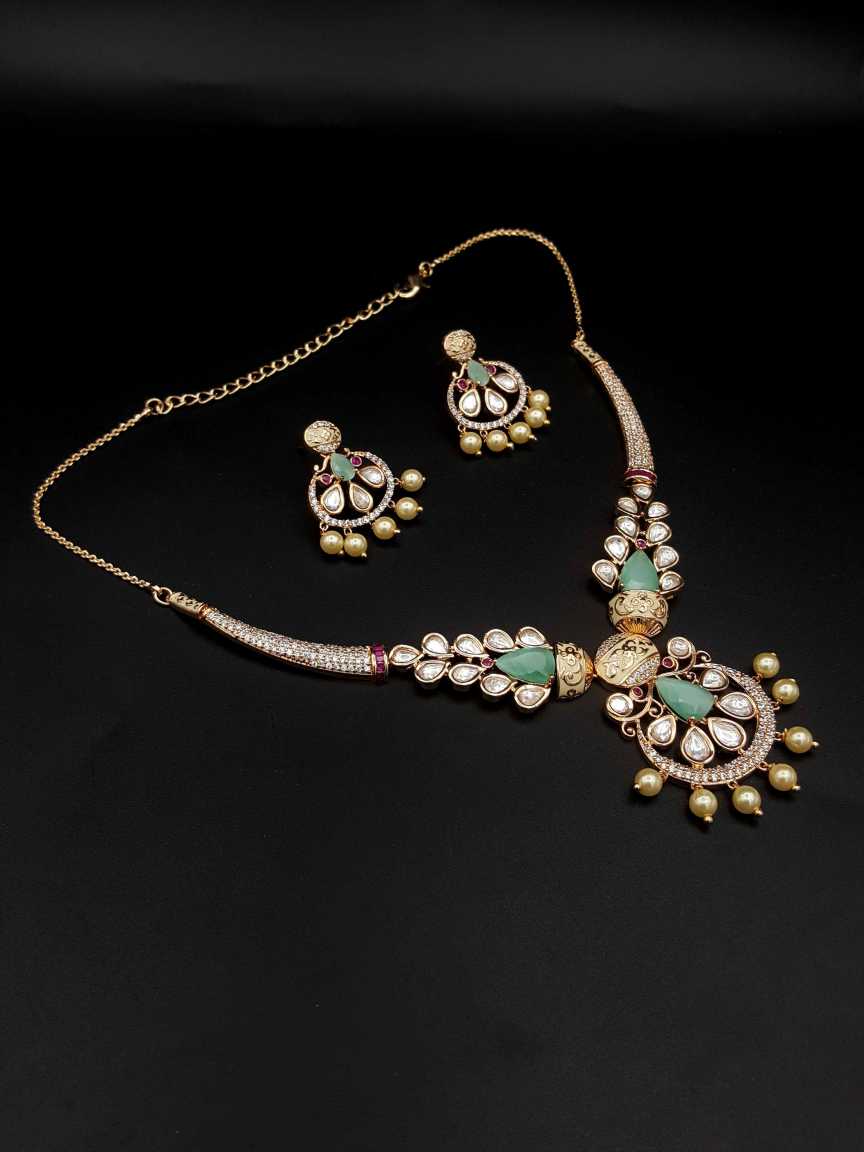 NECKLACE EARRING in VILANDI KUNDAN Style | Design - 20551