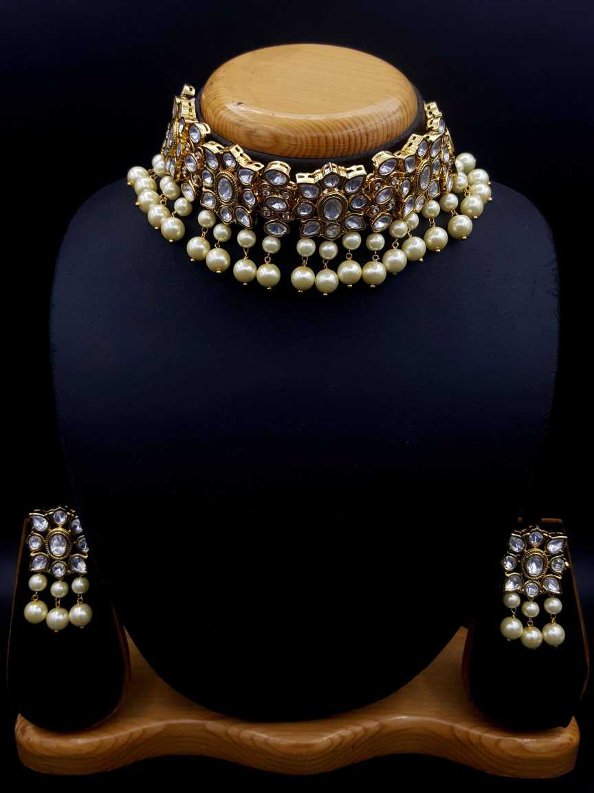 NECKLACE EARRING in VILANDI KUNDAN Style | Design - 20557