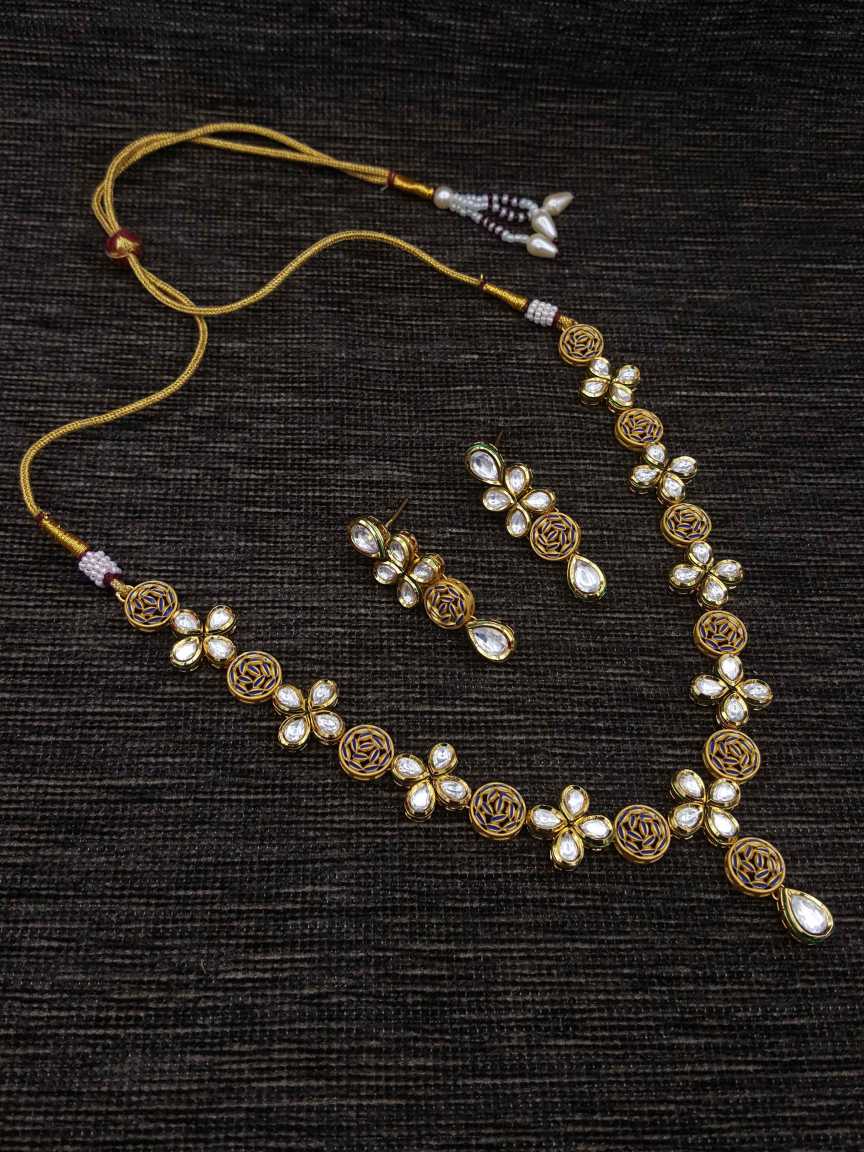 NECKLACE EARRING in VILANDI KUNDAN Style | Design - 20571