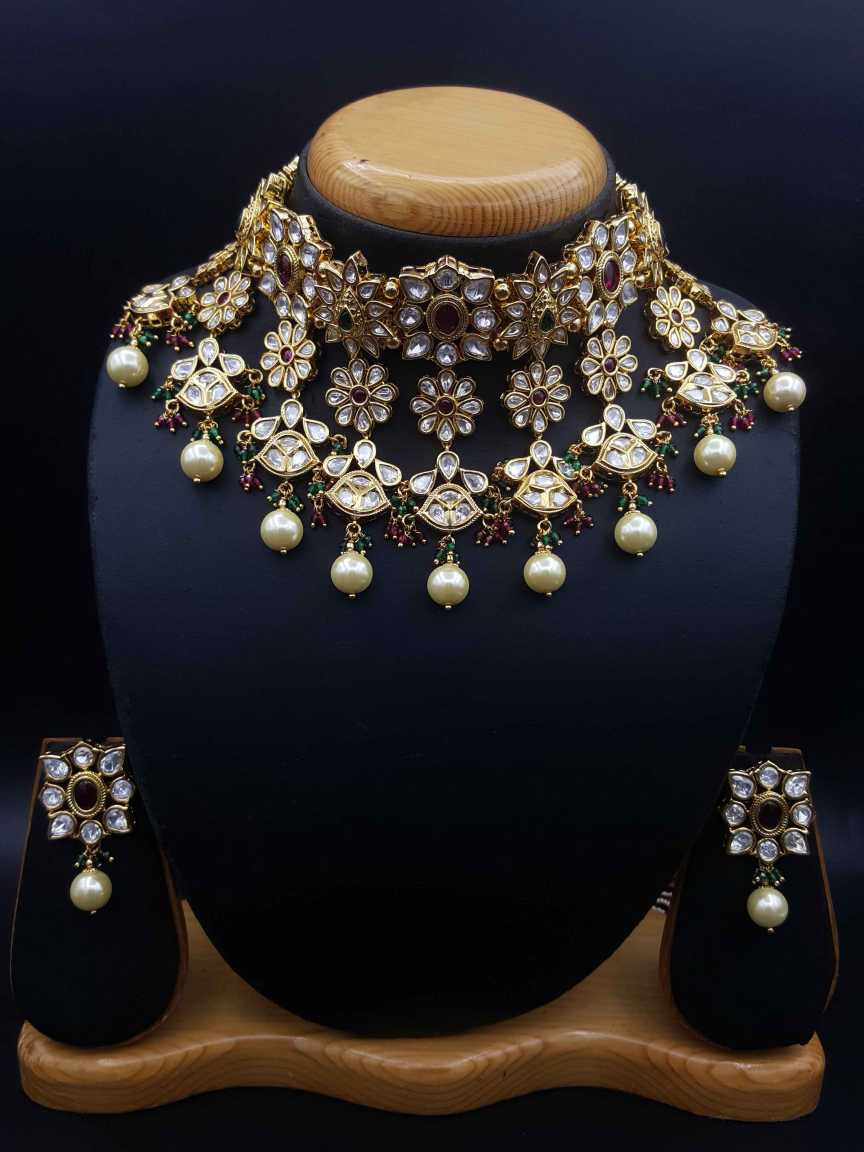 NECKLACE EARRING in VILANDI KUNDAN Style | Design - 20573