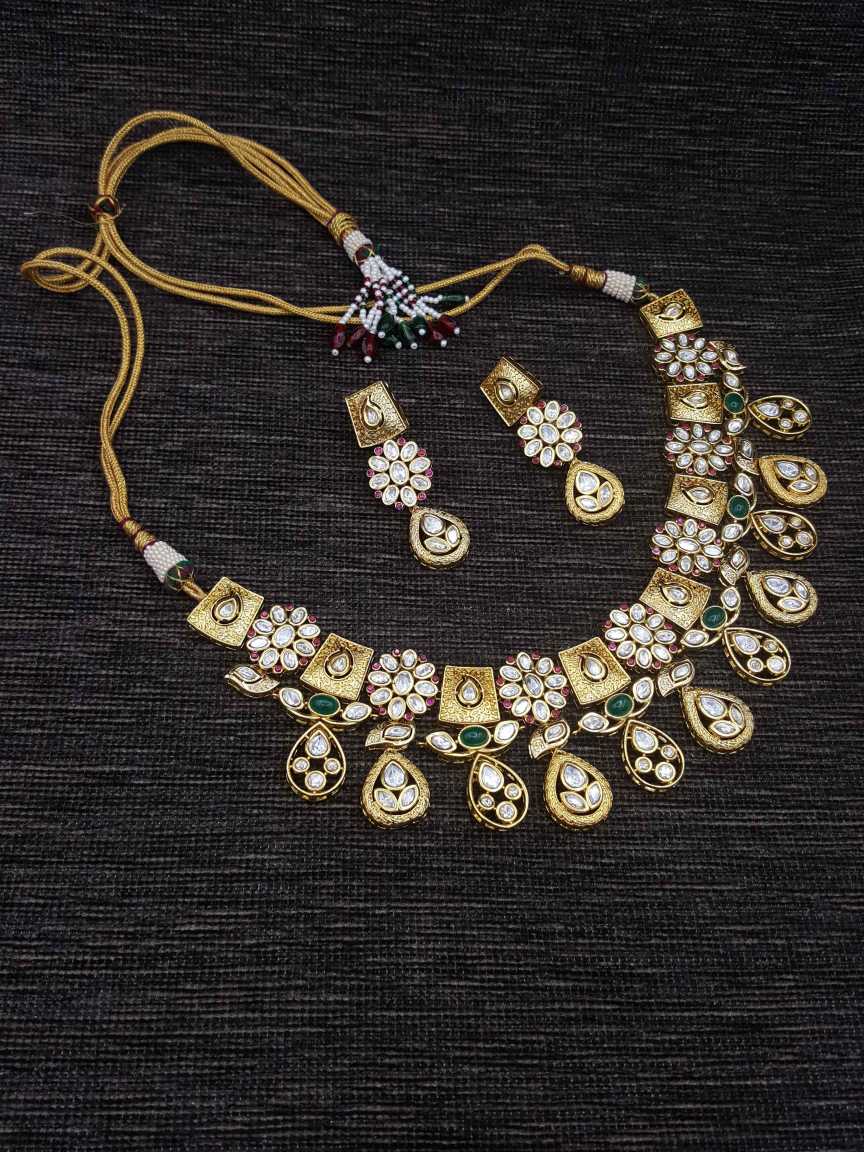NECKLACE EARRING in VILANDI KUNDAN Style | Design - 20574