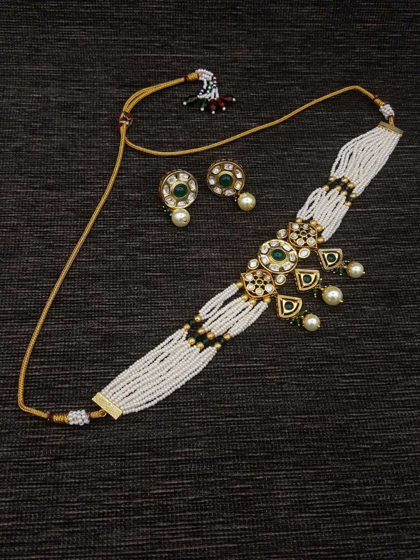 NECKLACE EARRING in VILANDI KUNDAN Style | Design - 20598