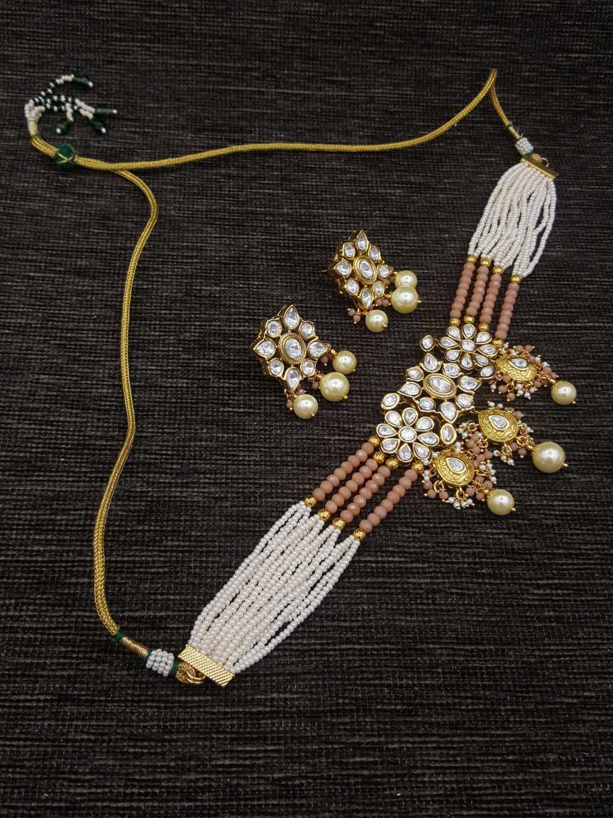NECKLACE EARRING in VILANDI KUNDAN Style | Design - 20620