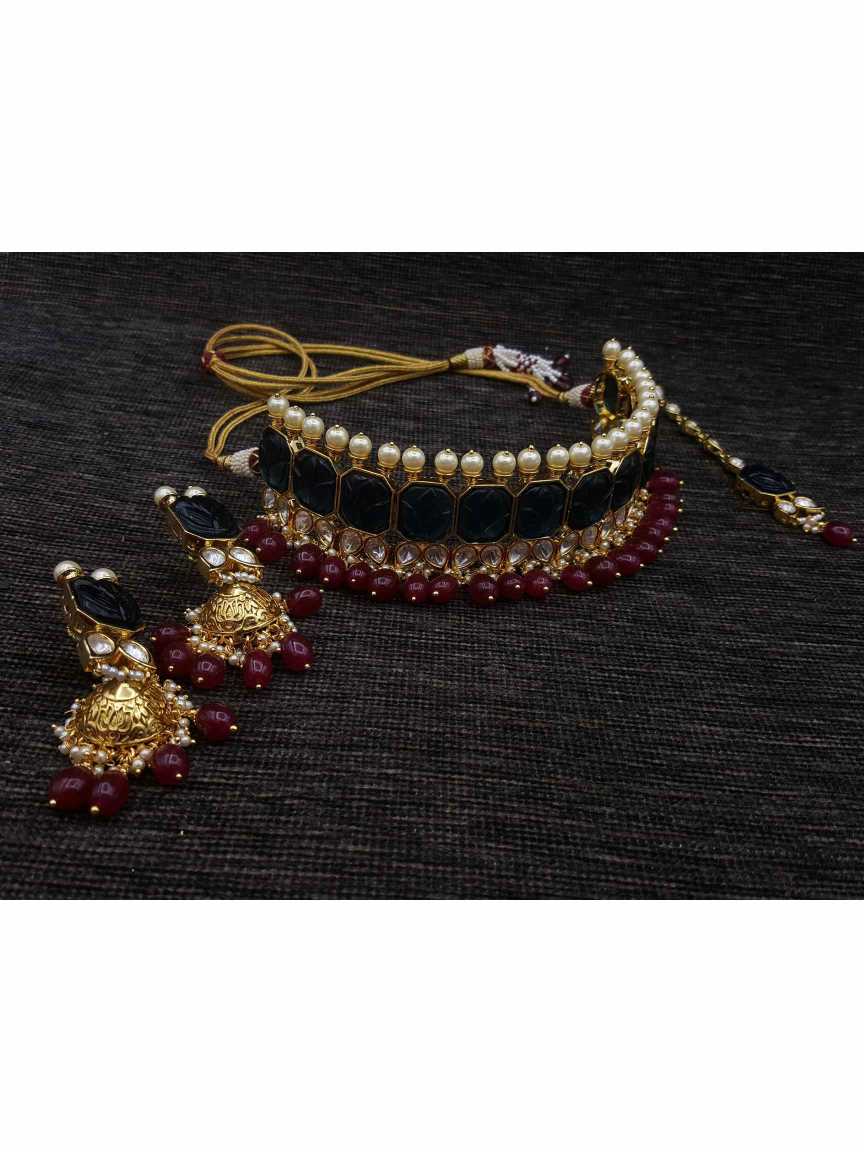 NECKLACE EARRING in VILANDI KUNDAN Style | Design - 20634