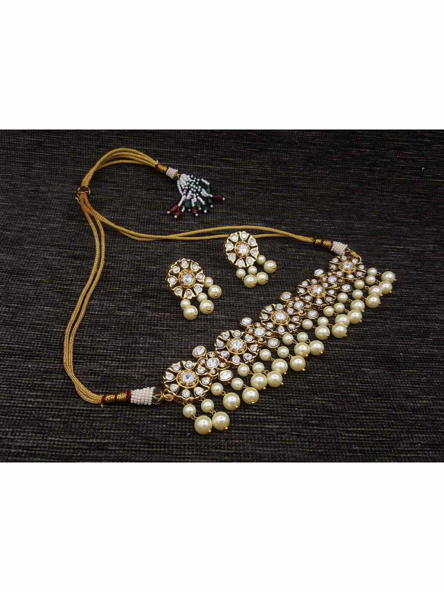 NECKLACE EARRING in VILANDI KUNDAN Style | Design - 20643