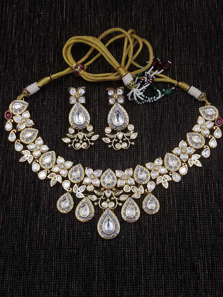 NECKLACE EARRING in VILANDI KUNDAN Style | Design - 20818