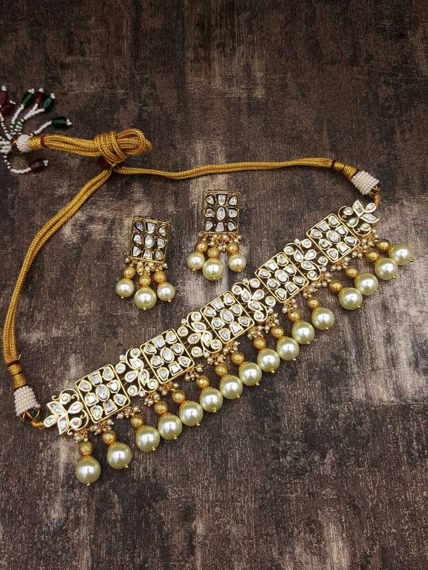 NECKLACE EARRING in VILANDI KUNDAN Style | Design - 20821