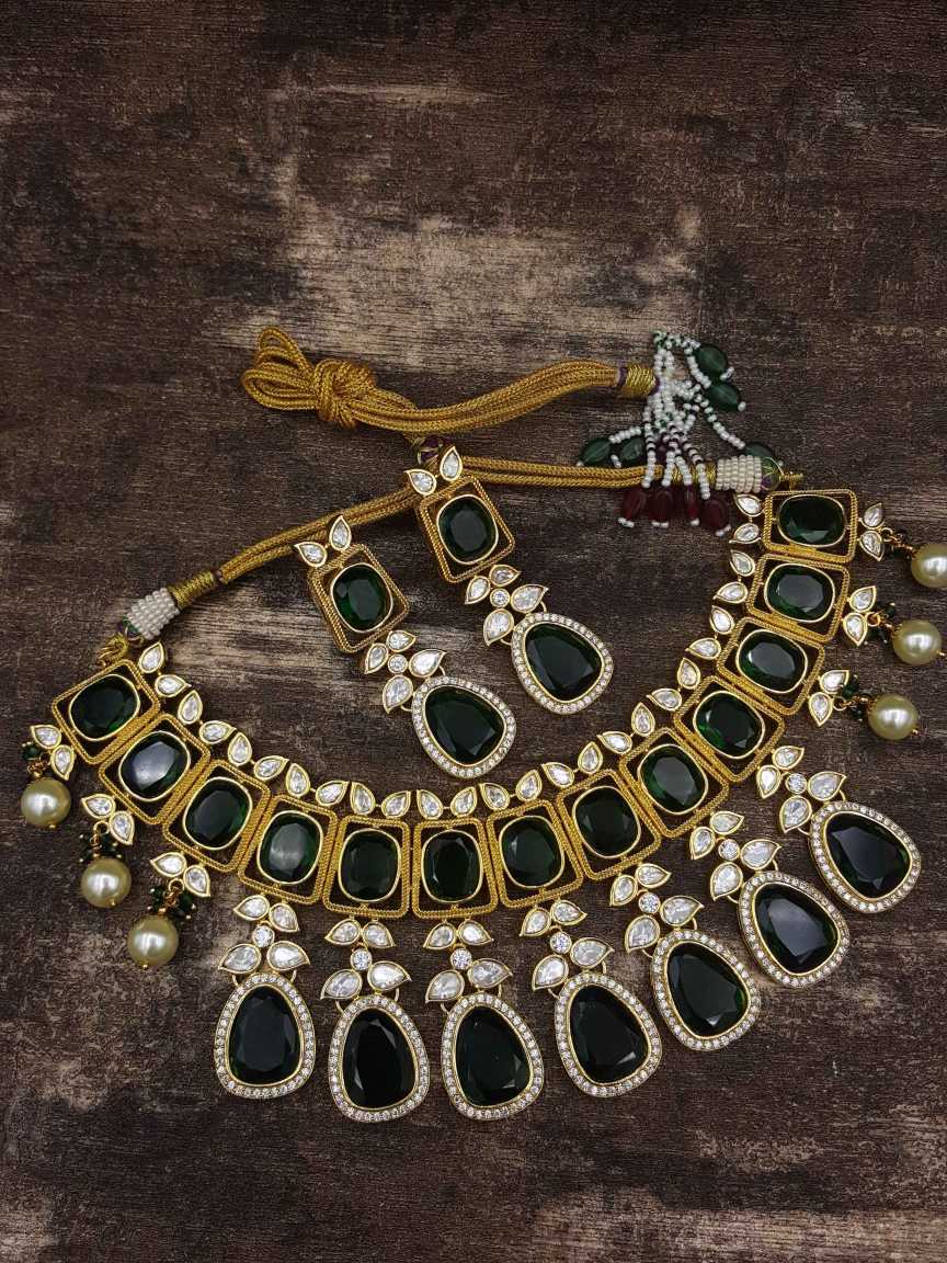 NECKLACE EARRING in VILANDI KUNDAN Style | Design - 20897