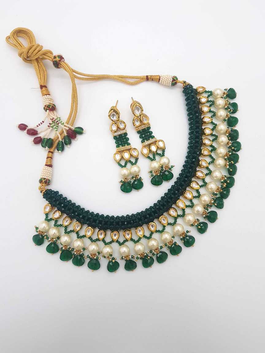 NECKLACE EARRING in VILANDI KUNDAN Style | Design - 20996